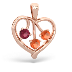 Ruby Glowing Heart 14K Rose Gold pendant P2233