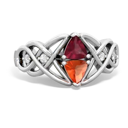 Ruby Keepsake Celtic Knot 14K White Gold ring R5300