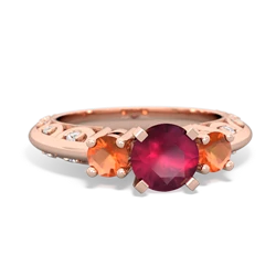 Ruby Art Deco Eternal Embrace Engagement 14K Rose Gold ring C2003