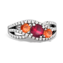 Ruby Three Stone Aurora 14K White Gold ring R3080