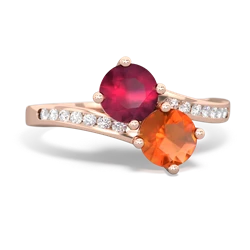Ruby Channel Set Two Stone 14K Rose Gold ring R5303