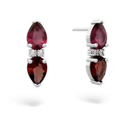 Ruby Bowtie Drop 14K White Gold earrings E0865