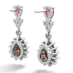 Ruby Halo Pear Dangle 14K White Gold earrings E1882