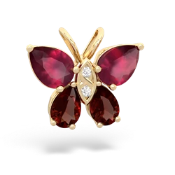 Ruby Butterfly 14K Yellow Gold pendant P2215