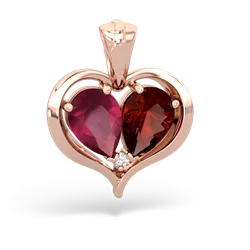 Ruby Two Become One 14K Rose Gold pendant P5330