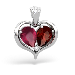 Ruby Two Become One 14K White Gold pendant P5330