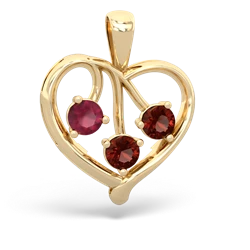 Ruby Glowing Heart 14K Yellow Gold pendant P2233