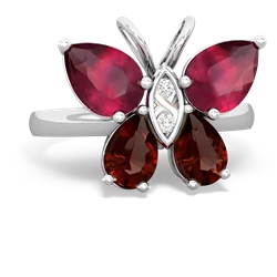 Ruby Butterfly 14K White Gold ring R2215