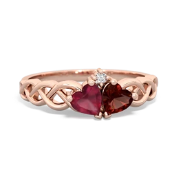 Ruby Heart To Heart Braid 14K Rose Gold ring R5870