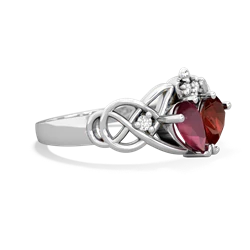 Ruby 'One Heart' Celtic Knot Claddagh 14K White Gold ring R5322