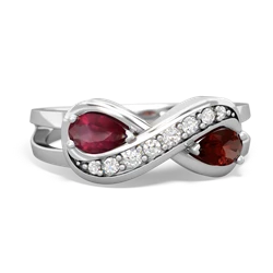 Ruby Diamond Infinity 14K White Gold ring R5390