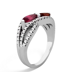 Ruby Diamond Rivers 14K White Gold ring R3070