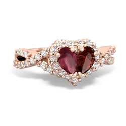 Ruby Diamond Twist 'One Heart' 14K Rose Gold ring R2640HRT