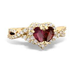 Ruby Diamond Twist 'One Heart' 14K Yellow Gold ring R2640HRT