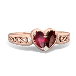 Ruby Filligree 'One Heart' 14K Rose Gold ring R5070