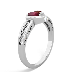 Ruby Filligree 'One Heart' 14K White Gold ring R5070