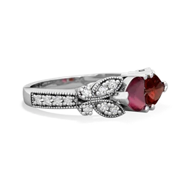 Ruby Diamond Butterflies 14K White Gold ring R5601