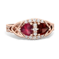 Ruby Sparkling Celtic Knot 14K Rose Gold ring R2645