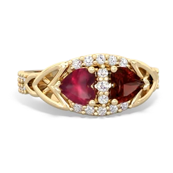 Ruby Sparkling Celtic Knot 14K Yellow Gold ring R2645