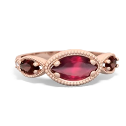 Ruby Milgrain Marquise 14K Rose Gold ring R5700