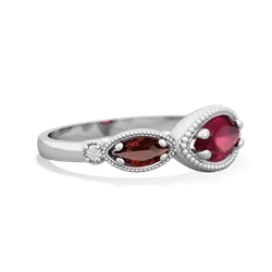 Ruby Milgrain Marquise 14K White Gold ring R5700