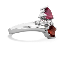 Ruby Heart To Heart 14K White Gold ring R2064