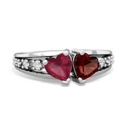 Ruby Heart To Heart 14K White Gold ring R3342