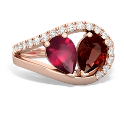 Ruby Nestled Heart Keepsake 14K Rose Gold ring R5650