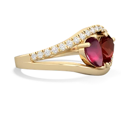 Ruby Nestled Heart Keepsake 14K Yellow Gold ring R5650