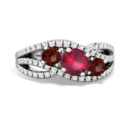 Ruby Three Stone Aurora 14K White Gold ring R3080