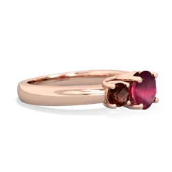 Ruby Three Stone Round Trellis 14K Rose Gold ring R4018