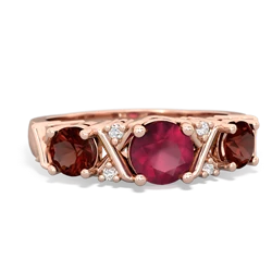 Ruby Hugs And Kisses 14K Rose Gold ring R5016