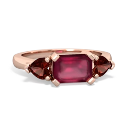 Ruby Three Stone 14K Rose Gold ring R5235