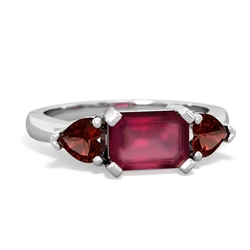 Ruby Three Stone 14K White Gold ring R5235