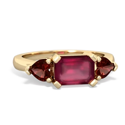 Ruby Three Stone 14K Yellow Gold ring R5235