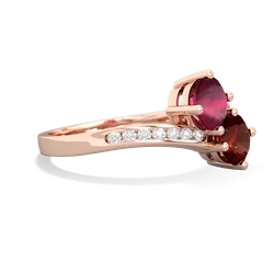 Ruby Channel Set Two Stone 14K Rose Gold ring R5303