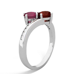 Ruby Channel Set Two Stone 14K White Gold ring R5303