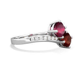 Ruby Channel Set Two Stone 14K White Gold ring R5303