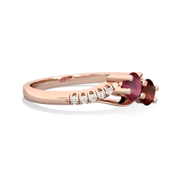 Ruby Infinity Pave Two Stone 14K Rose Gold ring R5285