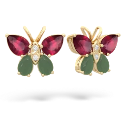 Ruby Butterfly 14K Yellow Gold earrings E2215