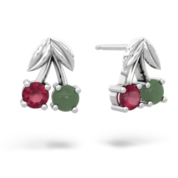 Ruby Sweet Cherries 14K White Gold earrings E7001