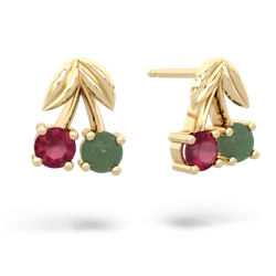 Ruby Sweet Cherries 14K Yellow Gold earrings E7001