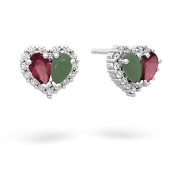 Ruby Halo 14K White Gold earrings E7008