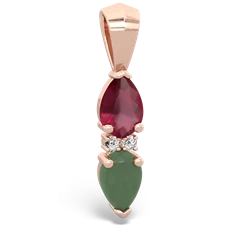 Ruby Bowtie Drop 14K Rose Gold pendant P0865