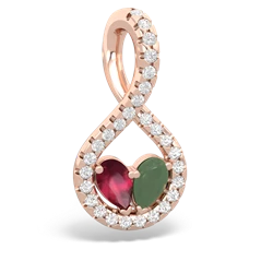 Ruby Pave Twist 'One Heart' 14K Rose Gold pendant P5360