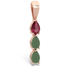 Ruby Dew Drops 14K Rose Gold pendant P2251