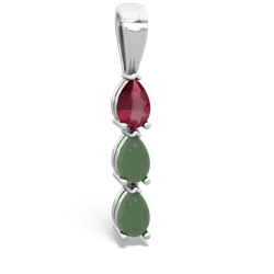 Ruby Dew Drops 14K White Gold pendant P2251