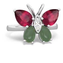 Ruby Butterfly 14K White Gold ring R2215