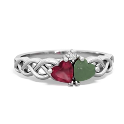 Ruby Heart To Heart Braid 14K White Gold ring R5870