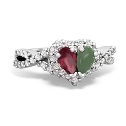 Ruby Diamond Twist 'One Heart' 14K White Gold ring R2640HRT